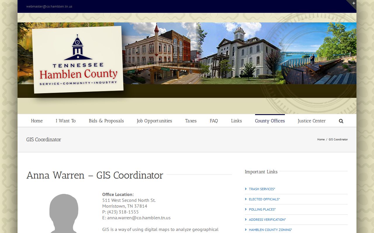 Morristown street directory reference for the Hamblen County GIS Coordinator page