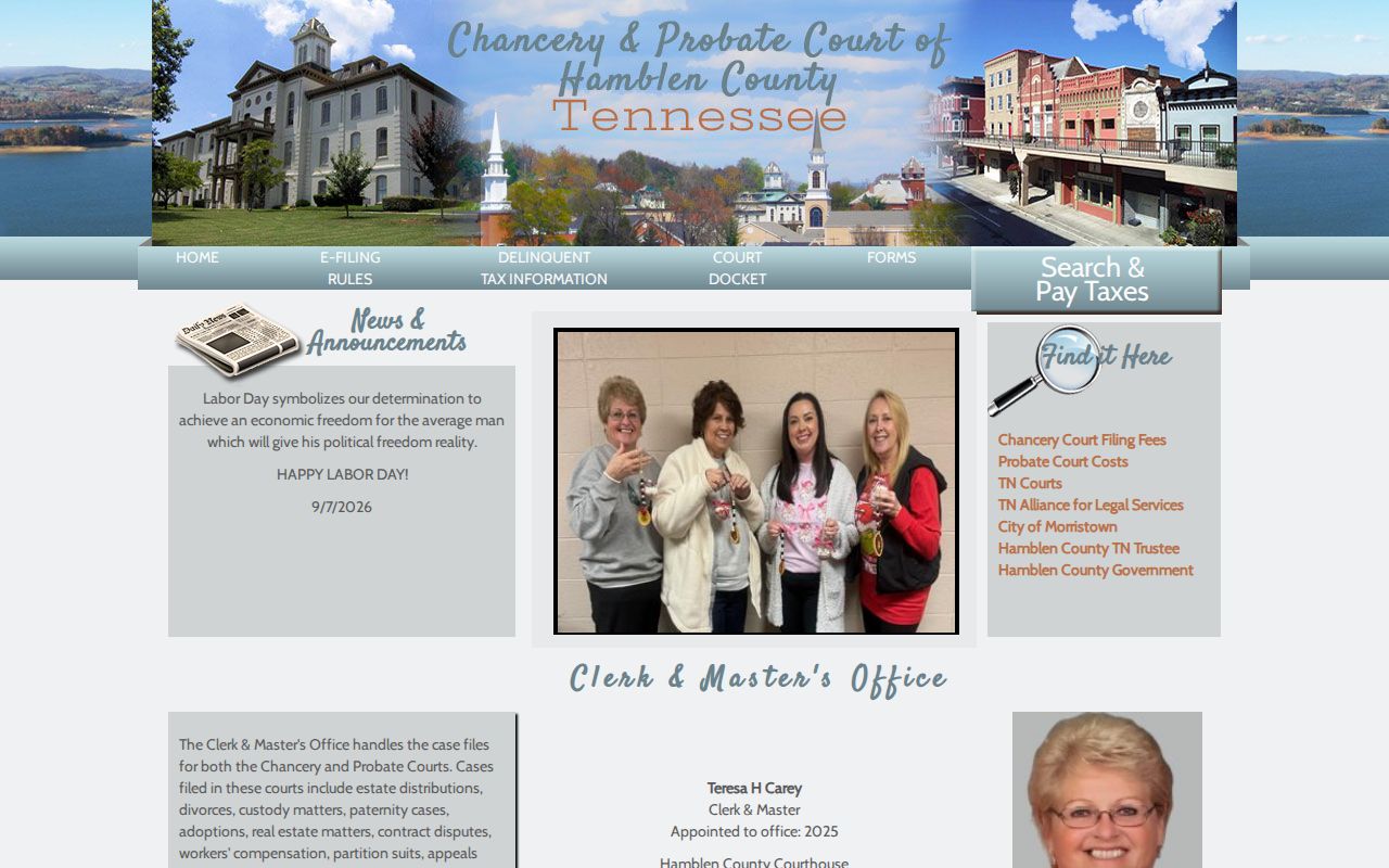 Morristown previous residents Hamblen Chancery Court records access page