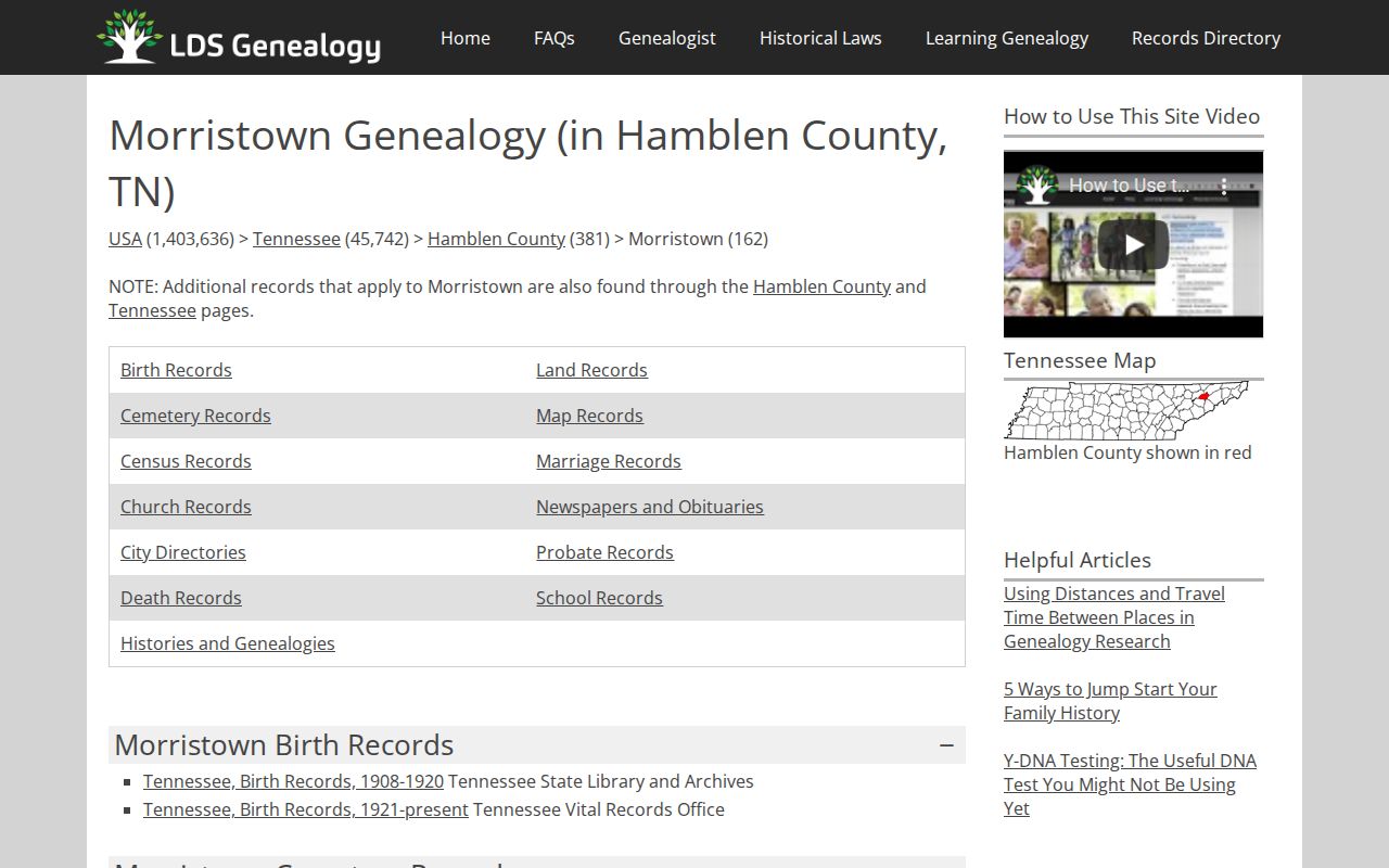 Morristown city directory lead from a genealogy finding-aid page